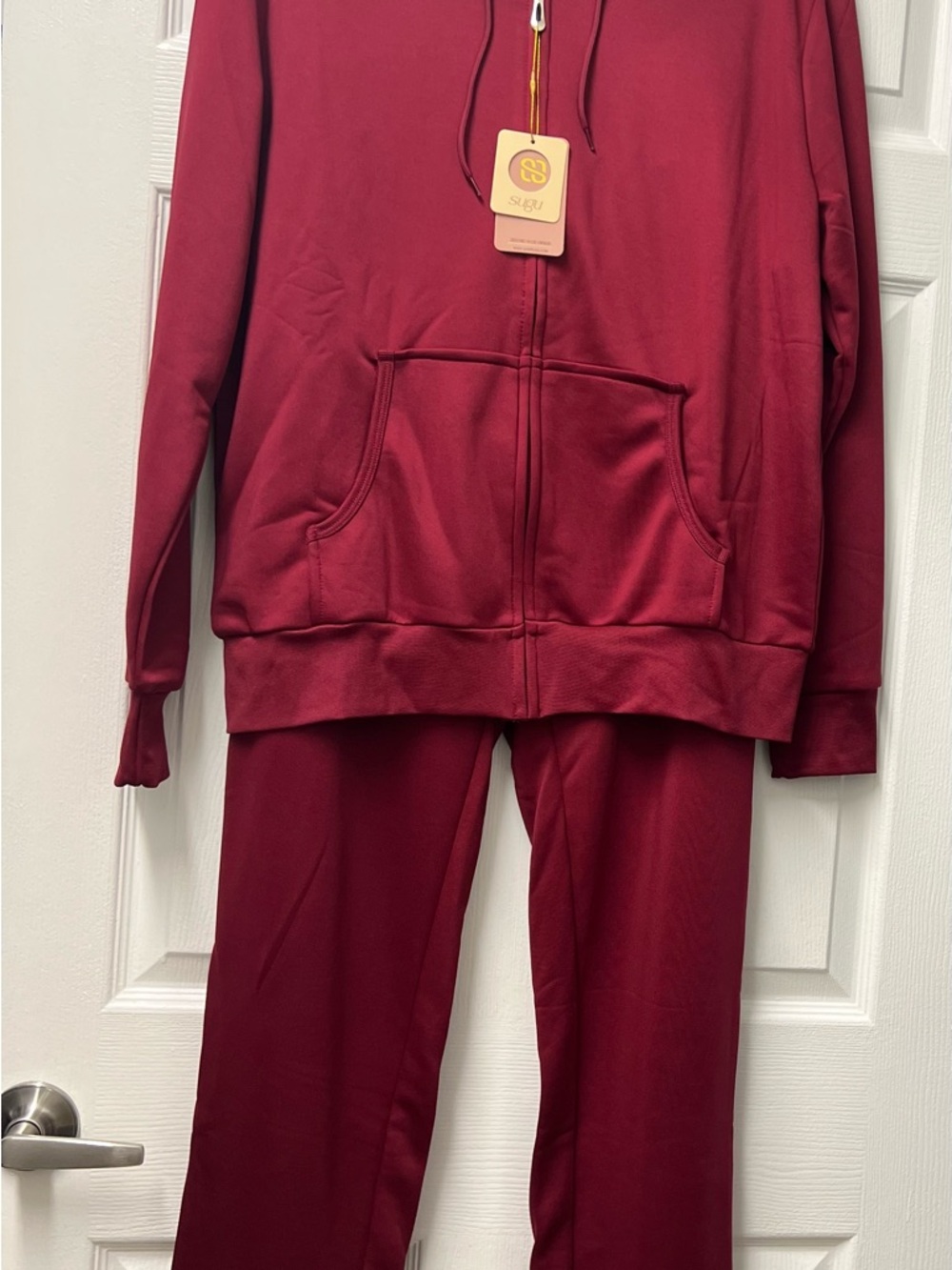 Unbranded Women's Burgundy Track Pants & Zip Hoodie Set
